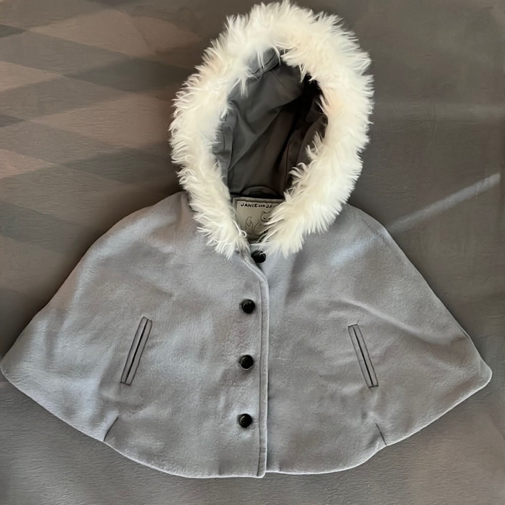 Janie & Jack faux fur hooded cape poncho